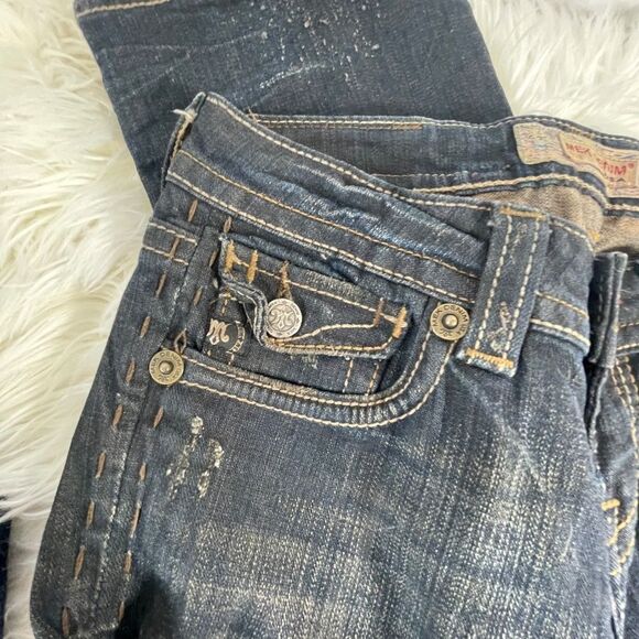 MEK Denim Santiago Distressed Straight Leg Jeans Sz 28 X 34 Long - Picture 10 of 14